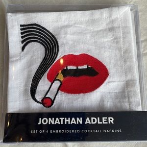 Jonathan Adler set of 4 embroidered cocktail napkins